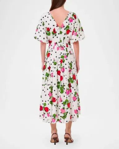 NICHOLAS Vicky Polka Dot & Floral A-Line Midi Dress | Thumbnail 3 NICHOLAS Vicky Polka Dot & Floral A-Line Midi Dress | Thumbnail 3