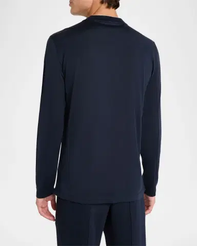 Brunello Cucinelli Men's Silk and Cotton Long-Sleeve Crewneck T-Shirt | Thumbnail 3 Brunello Cucinelli Men's Silk and Cotton Long-Sleeve Crewneck T-Shirt | Thumbnail 3