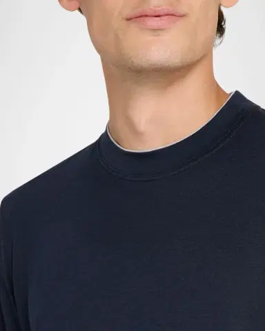 Brunello Cucinelli Men's Silk and Cotton Long-Sleeve Crewneck T-Shirt | Thumbnail 5 Brunello Cucinelli Men's Silk and Cotton Long-Sleeve Crewneck T-Shirt | Thumbnail 5