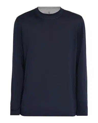Brunello Cucinelli Men's Silk and Cotton Long-Sleeve Crewneck T-Shirt | Thumbnail 1 Brunello Cucinelli Men's Silk and Cotton Long-Sleeve Crewneck T-Shirt | Thumbnail 1