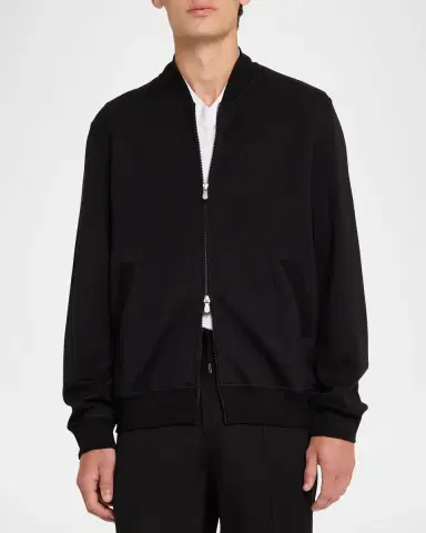Brunello Cucinelli Men's Bomber Full-Zip Sweatshirt | Thumbnail 4 Brunello Cucinelli Men's Bomber Full-Zip Sweatshirt | Thumbnail 4