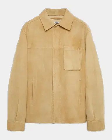 Loewe Men's Suede Drop-Shoulder Overshirt | Thumbnail 2 Loewe Men's Suede Drop-Shoulder Overshirt | Thumbnail 2