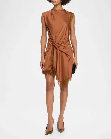 A.L.C. Dion Draped Satin Lace Mini Dress | Thumbnail 2 A.L.C. Dion Draped Satin Lace Mini Dress | Thumbnail 2