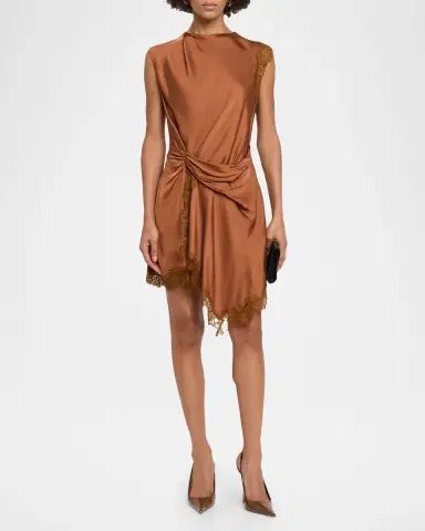 A.L.C. Dion Draped Satin Lace Mini Dress | Thumbnail 4 A.L.C. Dion Draped Satin Lace Mini Dress | Thumbnail 4