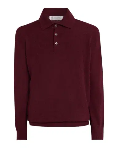 Brunello Cucinelli Men's Cashmere Knit Long-Sleeve Polo Shirt | Thumbnail 1 Brunello Cucinelli Men's Cashmere Knit Long-Sleeve Polo Shirt | Thumbnail 1