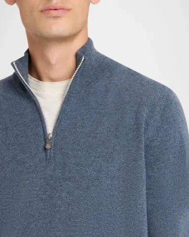 Brunello Cucinelli Men's Cashmere Quarter-Zip Sweater | Thumbnail 5 Brunello Cucinelli Men's Cashmere Quarter-Zip Sweater | Thumbnail 5