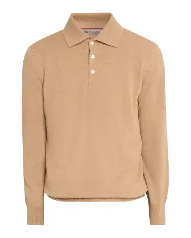 Brunello Cucinelli Men's Cashmere Knit Long-Sleeve Polo Shirt | Thumbnail 1 Brunello Cucinelli Men's Cashmere Knit Long-Sleeve Polo Shirt | Thumbnail 1