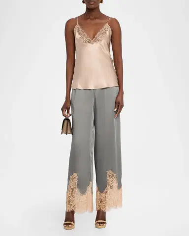 L'Agence Mirel Lace-Trim Satin Pants | Thumbnail 2 L'Agence Mirel Lace-Trim Satin Pants | Thumbnail 2