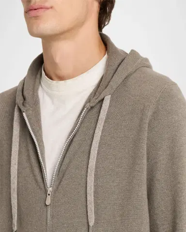 Brunello Cucinelli Men's Cashmere Knit Full-Zip Hoodie | Thumbnail 5 Brunello Cucinelli Men's Cashmere Knit Full-Zip Hoodie | Thumbnail 5