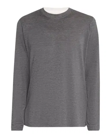 Brunello Cucinelli Men's Silk and Cotton Long-Sleeve Crewneck T-Shirt | Thumbnail 1 Brunello Cucinelli Men's Silk and Cotton Long-Sleeve Crewneck T-Shirt | Thumbnail 1