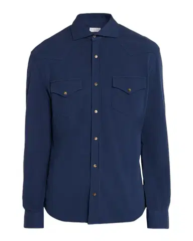 Brunello Cucinelli Men's Cotton Pique Snap-Front Western Shirt | Thumbnail 1 Brunello Cucinelli Men's Cotton Pique Snap-Front Western Shirt | Thumbnail 1