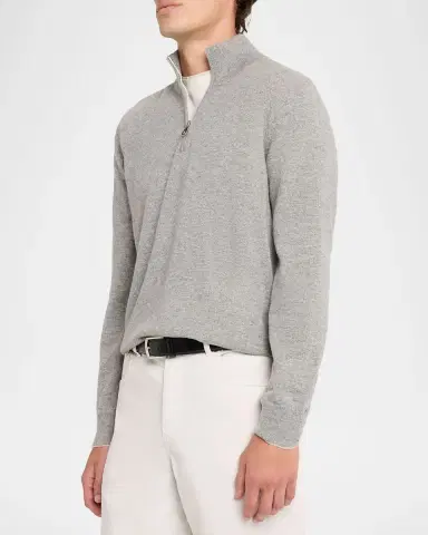 Brunello Cucinelli Men's Cashmere Quarter-Zip Sweater | Thumbnail 4 Brunello Cucinelli Men's Cashmere Quarter-Zip Sweater | Thumbnail 4