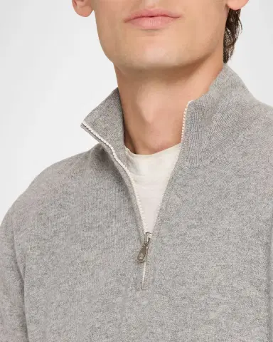 Brunello Cucinelli Men's Cashmere Quarter-Zip Sweater | Thumbnail 5 Brunello Cucinelli Men's Cashmere Quarter-Zip Sweater | Thumbnail 5