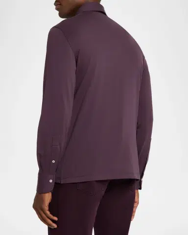 Brunello Cucinelli Men's Cotton Jersey Long-Sleeve Polo Shirt | Thumbnail 3 Brunello Cucinelli Men's Cotton Jersey Long-Sleeve Polo Shirt | Thumbnail 3