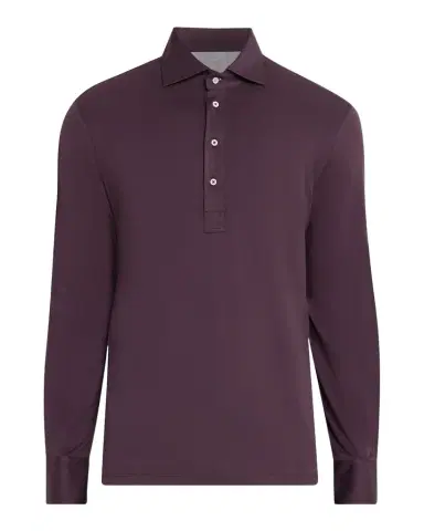Brunello Cucinelli Men's Cotton Jersey Long-Sleeve Polo Shirt | Thumbnail 1 Brunello Cucinelli Men's Cotton Jersey Long-Sleeve Polo Shirt | Thumbnail 1