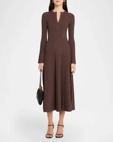 SIMKHAI Genna Ribbed Midi Dress | Thumbnail 2 SIMKHAI Genna Ribbed Midi Dress | Thumbnail 2