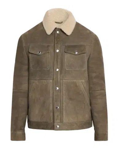 Brunello Cucinelli Men's Shearling-Collar Suede Snap Front Jacket | Thumbnail 1 Brunello Cucinelli Men's Shearling-Collar Suede Snap Front Jacket | Thumbnail 1