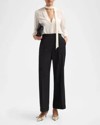 Elie Tahari July The Adrianna Pleated-Front Straight-Leg Pants | Thumbnail 2 Elie Tahari July The Adrianna Pleated-Front Straight-Leg Pants | Thumbnail 2