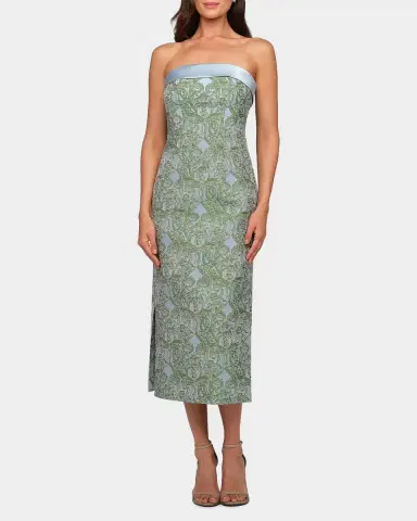 Kay Unger New York Deborah Floral Tea-Length Dress | Thumbnail 2 Kay Unger New York Deborah Floral Tea-Length Dress | Thumbnail 2