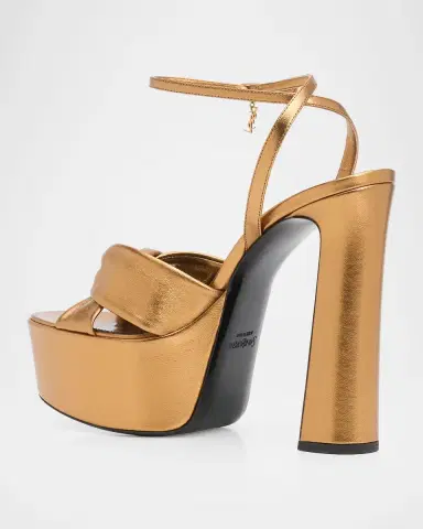 Saint Laurent 140mm Franciane Metallic Leather Platform Sandals | Thumbnail 2 Saint Laurent 140mm Franciane Metallic Leather Platform Sandals | Thumbnail 2