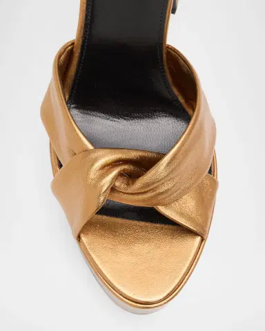 Saint Laurent 140mm Franciane Metallic Leather Platform Sandals | Thumbnail 4 Saint Laurent 140mm Franciane Metallic Leather Platform Sandals | Thumbnail 4