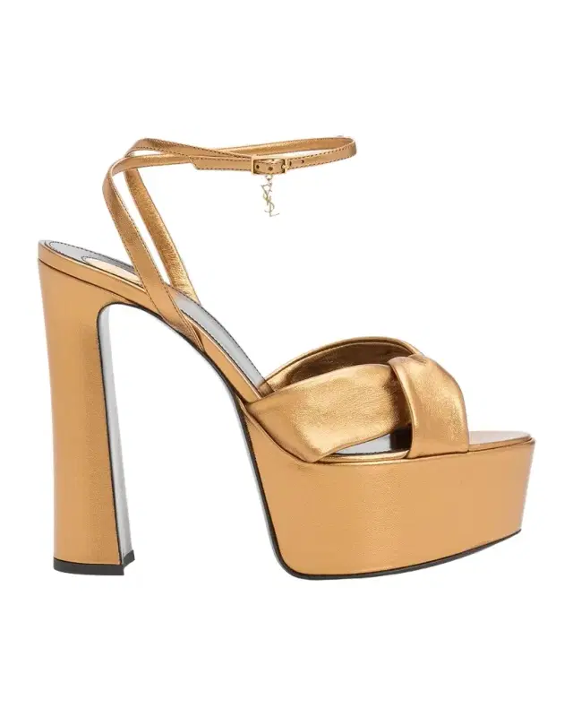 140mm Franciane Metallic Leather Platform Sandals 140mm Franciane Metallic Leather Platform Sandals