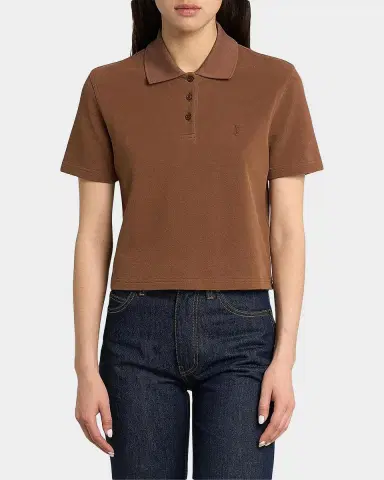 Saint Laurent Cassandre Cotton Cropped Polo Shirt | Thumbnail 4 Saint Laurent Cassandre Cotton Cropped Polo Shirt | Thumbnail 4