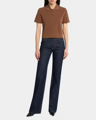 Saint Laurent Cassandre Cotton Cropped Polo Shirt | Thumbnail 2 Saint Laurent Cassandre Cotton Cropped Polo Shirt | Thumbnail 2
