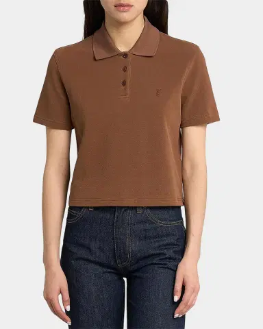 Saint Laurent Cassandre Cotton Cropped Polo Shirt | Thumbnail 4 Saint Laurent Cassandre Cotton Cropped Polo Shirt | Thumbnail 4