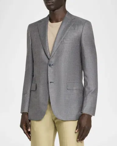 Brioni Men's Prince of Wales Single-Breasted Sport Coat | Thumbnail 4 Brioni Men's Prince of Wales Single-Breasted Sport Coat | Thumbnail 4