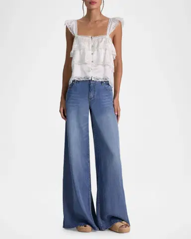 ALICE + OLIVIA Sylvie Tiered Lace Crop Top | Thumbnail 2 ALICE + OLIVIA Sylvie Tiered Lace Crop Top | Thumbnail 2