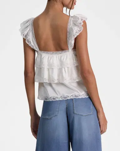 ALICE + OLIVIA Sylvie Tiered Lace Crop Top | Thumbnail 3 ALICE + OLIVIA Sylvie Tiered Lace Crop Top | Thumbnail 3