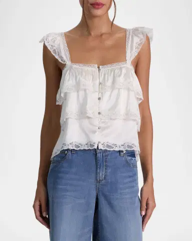 ALICE + OLIVIA Sylvie Tiered Lace Crop Top | Thumbnail 4 ALICE + OLIVIA Sylvie Tiered Lace Crop Top | Thumbnail 4