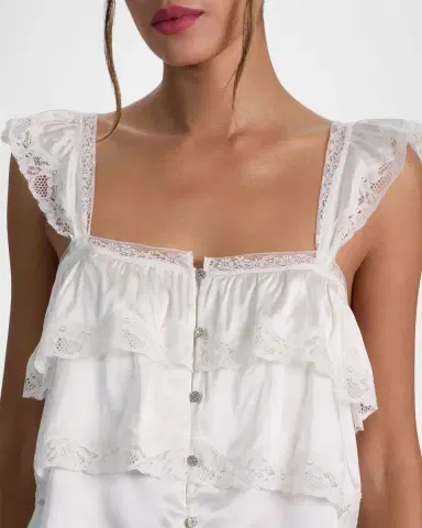 ALICE + OLIVIA Sylvie Tiered Lace Crop Top | Thumbnail 5 ALICE + OLIVIA Sylvie Tiered Lace Crop Top | Thumbnail 5