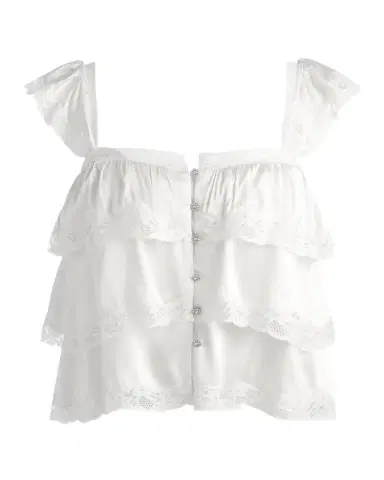 ALICE + OLIVIA Sylvie Tiered Lace Crop Top | Thumbnail 1 ALICE + OLIVIA Sylvie Tiered Lace Crop Top | Thumbnail 1