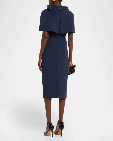 Badgley Mischka Bodycon Funnel-Neck Capelet Midi Dress | Thumbnail 3 Badgley Mischka Bodycon Funnel-Neck Capelet Midi Dress | Thumbnail 3