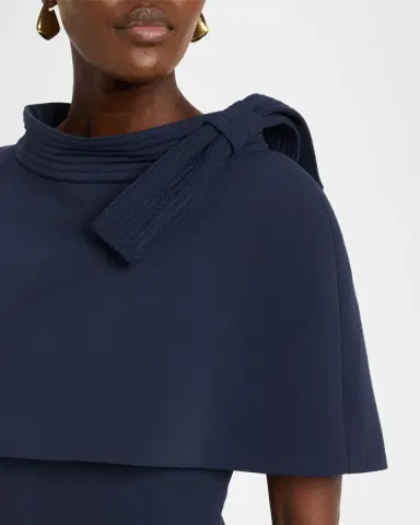 Badgley Mischka Bodycon Funnel-Neck Capelet Midi Dress | Thumbnail 5 Badgley Mischka Bodycon Funnel-Neck Capelet Midi Dress | Thumbnail 5