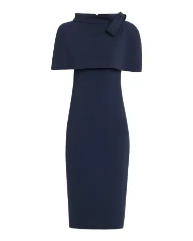 Badgley Mischka Bodycon Funnel-Neck Capelet Midi Dress | Thumbnail 1 Badgley Mischka Bodycon Funnel-Neck Capelet Midi Dress | Thumbnail 1