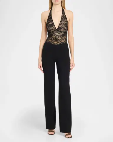 Alice + Olivia Lina Plunging V Lace Bodysuit | Thumbnail 2 Alice + Olivia Lina Plunging V Lace Bodysuit | Thumbnail 2