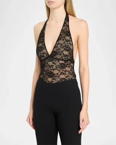 Alice + Olivia Lina Plunging V Lace Bodysuit | Thumbnail 4 Alice + Olivia Lina Plunging V Lace Bodysuit | Thumbnail 4
