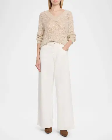 Brunello Cucinelli Authentic Denim Relaxed Wide-Leg Jeans With Monili | Thumbnail 2 Brunello Cucinelli Authentic Denim Relaxed Wide-Leg Jeans With Monili | Thumbnail 2