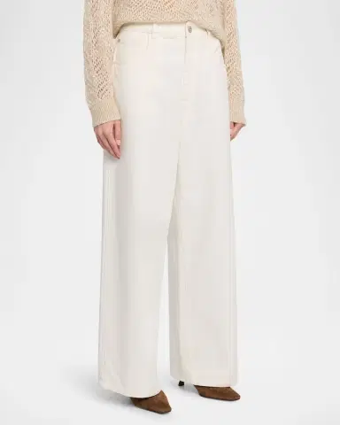 Brunello Cucinelli Authentic Denim Relaxed Wide-Leg Jeans With Monili | Thumbnail 4 Brunello Cucinelli Authentic Denim Relaxed Wide-Leg Jeans With Monili | Thumbnail 4
