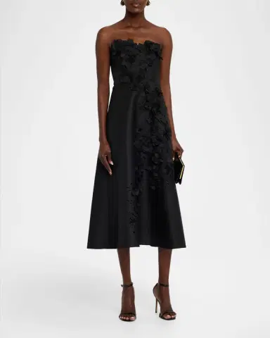 BADGLEY MISCHKA Strapless Floral Applique Midi Dress | Thumbnail 2 BADGLEY MISCHKA Strapless Floral Applique Midi Dress | Thumbnail 2