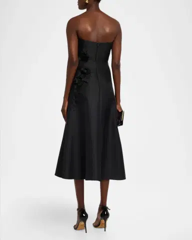 BADGLEY MISCHKA Strapless Floral Applique Midi Dress | Thumbnail 3 BADGLEY MISCHKA Strapless Floral Applique Midi Dress | Thumbnail 3