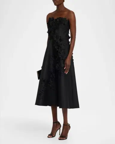 BADGLEY MISCHKA Strapless Floral Applique Midi Dress | Thumbnail 4 BADGLEY MISCHKA Strapless Floral Applique Midi Dress | Thumbnail 4