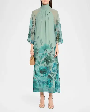 Rickie Freeman for Teri Jon Floral Border-Print Chiffon Midi Dress | Thumbnail 2 Rickie Freeman for Teri Jon Floral Border-Print Chiffon Midi Dress | Thumbnail 2