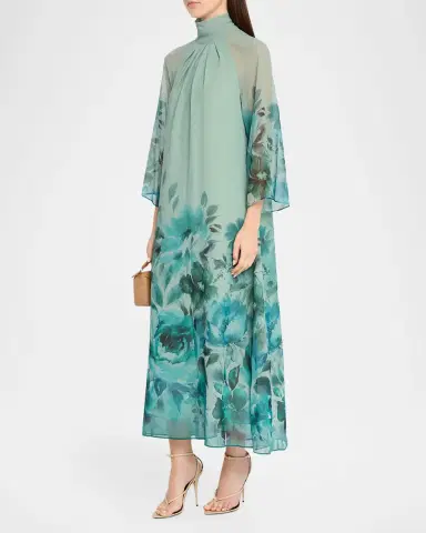 Rickie Freeman for Teri Jon Floral Border-Print Chiffon Midi Dress | Thumbnail 4 Rickie Freeman for Teri Jon Floral Border-Print Chiffon Midi Dress | Thumbnail 4