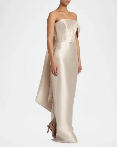 Amsale Satin One-Shoulder Column Gown | Thumbnail 2 Amsale Satin One-Shoulder Column Gown | Thumbnail 2