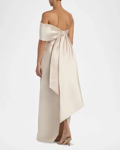 Amsale Satin One-Shoulder Column Gown | Thumbnail 3 Amsale Satin One-Shoulder Column Gown | Thumbnail 3