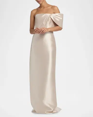 Amsale Satin One-Shoulder Column Gown | Thumbnail 4 Amsale Satin One-Shoulder Column Gown | Thumbnail 4